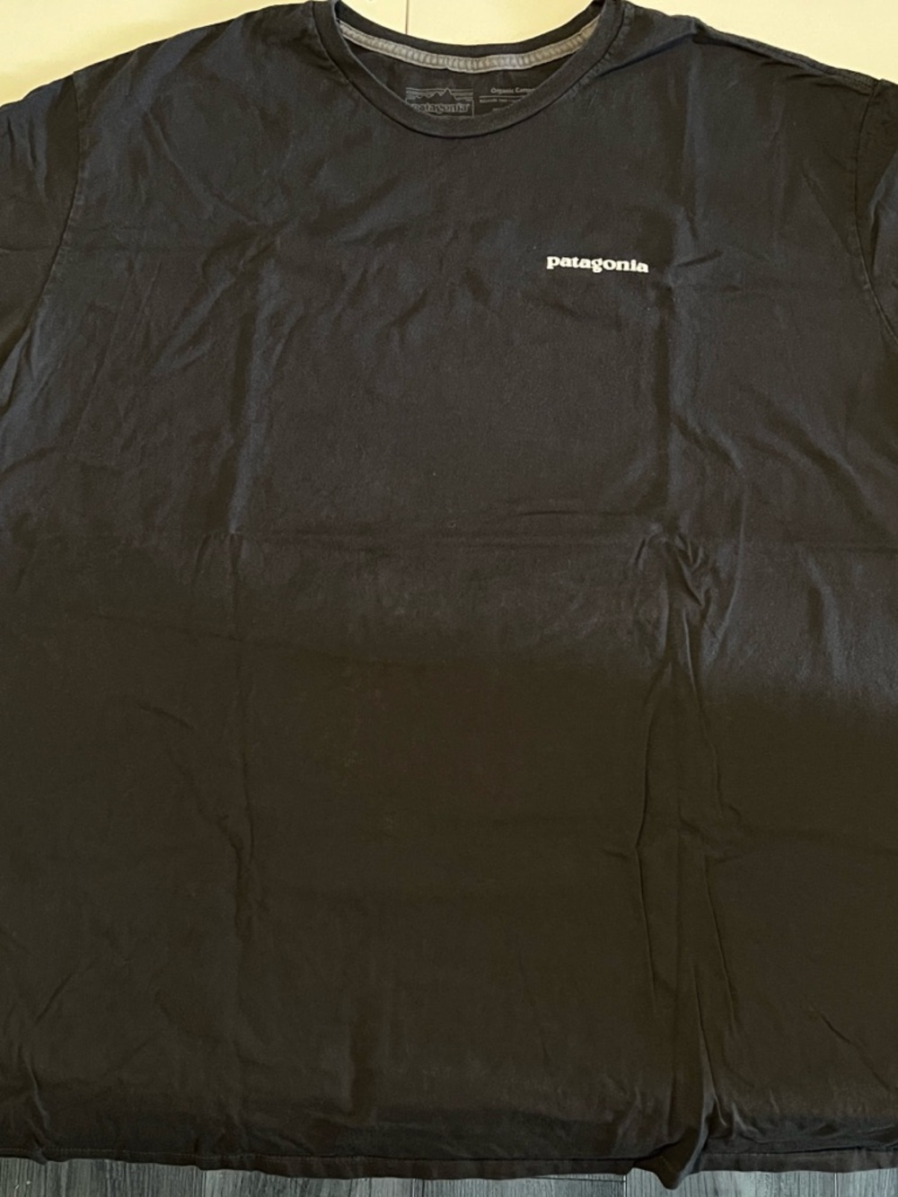 Patagonia Charcoal Gray Short Sleeve Crew Tee with White Chest Logo